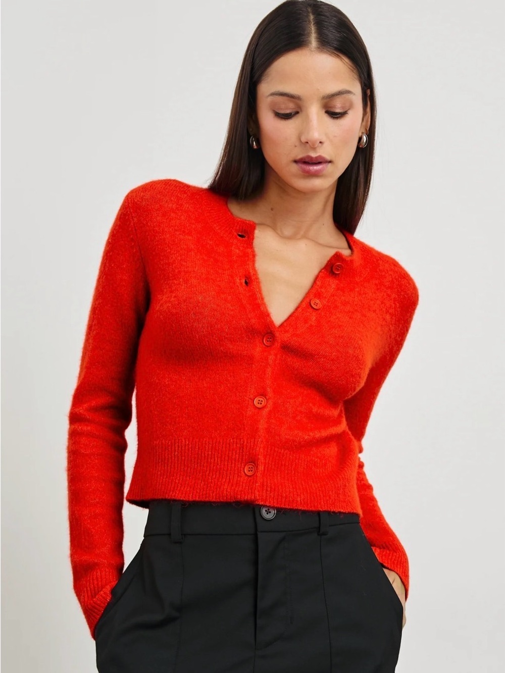 Rails Matilda Cardigan Small Cherry Red Cashmere Merino Wool Blend